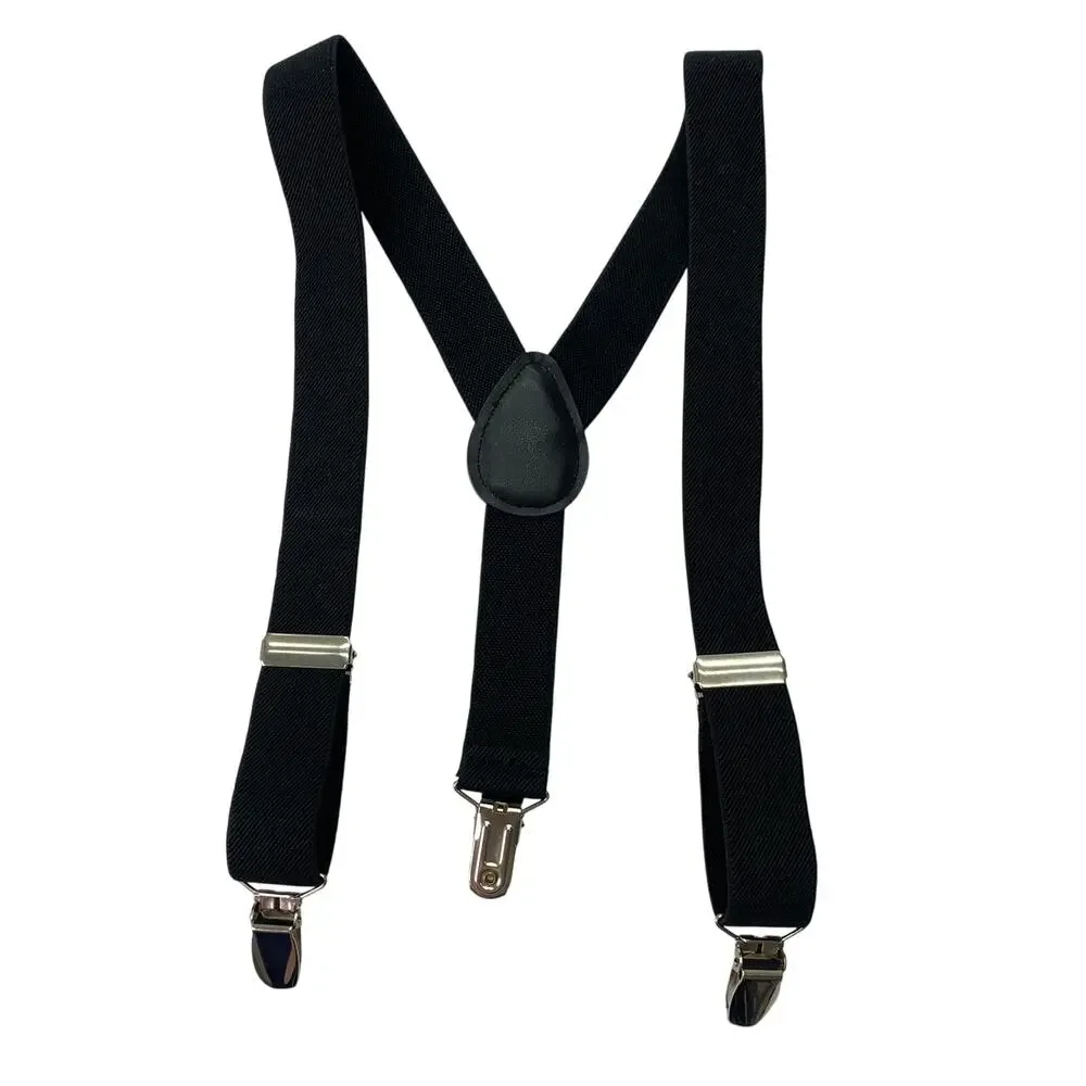 Carter's Suspenders Boys Sz 9M-3YR Black Silver Claw Clasp Suspenders Tux Tie